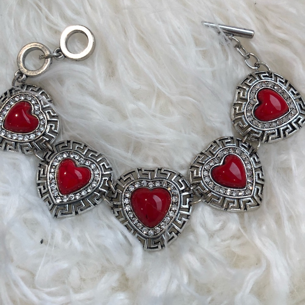 Silver mixed/metal with Red Stones from Cozumel